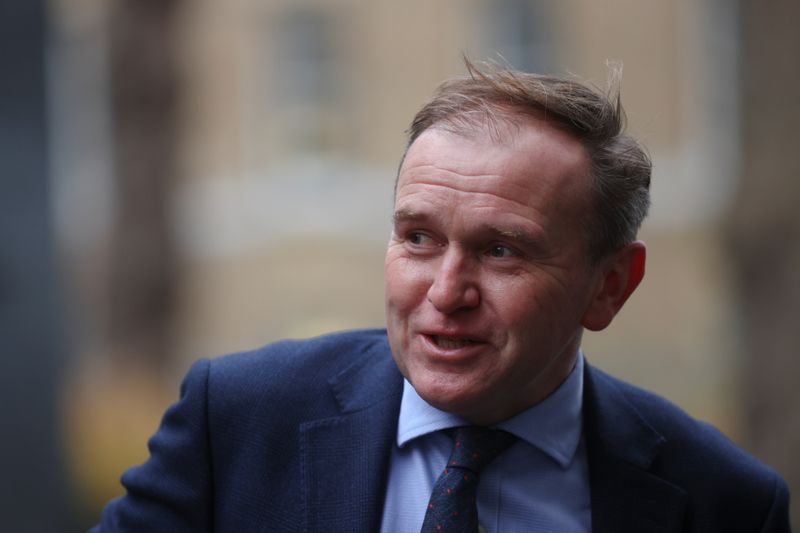Britain’s Environment, Food and Rural Affairs Secretary George Eustice arrives
