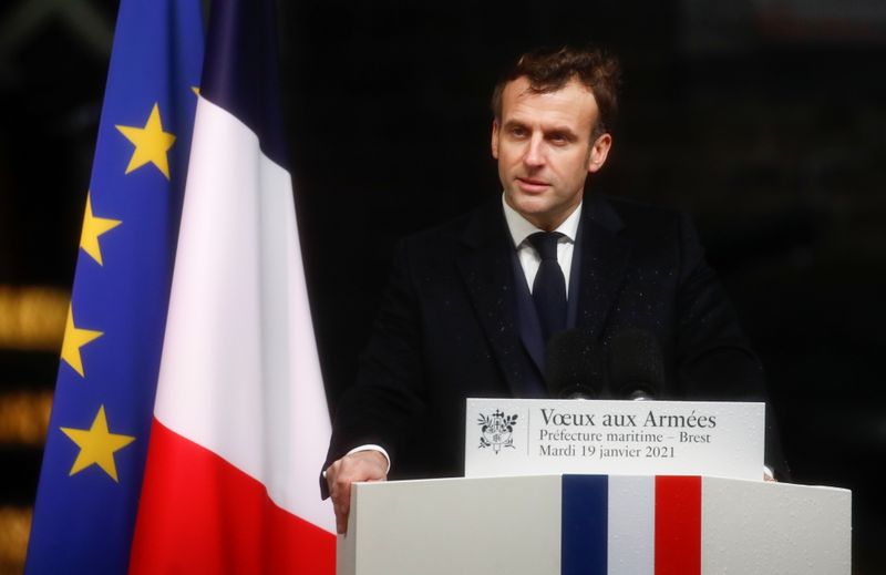 French President Macron delivers his New Year wishes to the