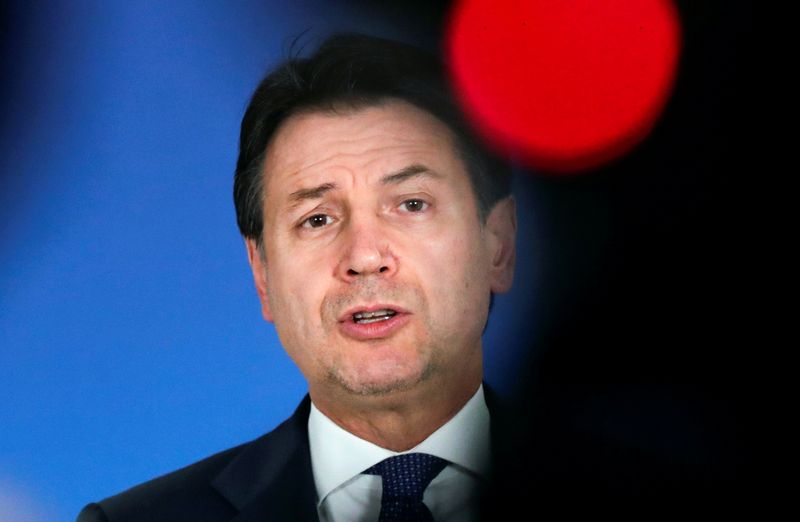 Italian Prime Minister Giuseppe Conte holds a news conference at
