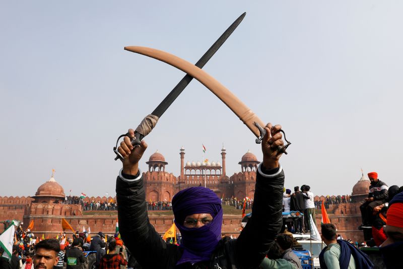 FILE PHOTO: Farmers protest in Delhi