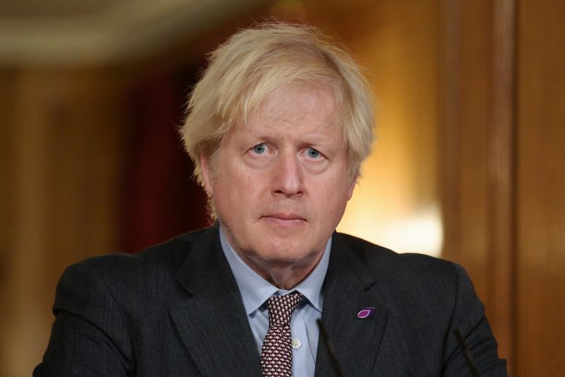 FILE PHOTO: Britain’s PM Johnson holds virtual coronavirus briefing in