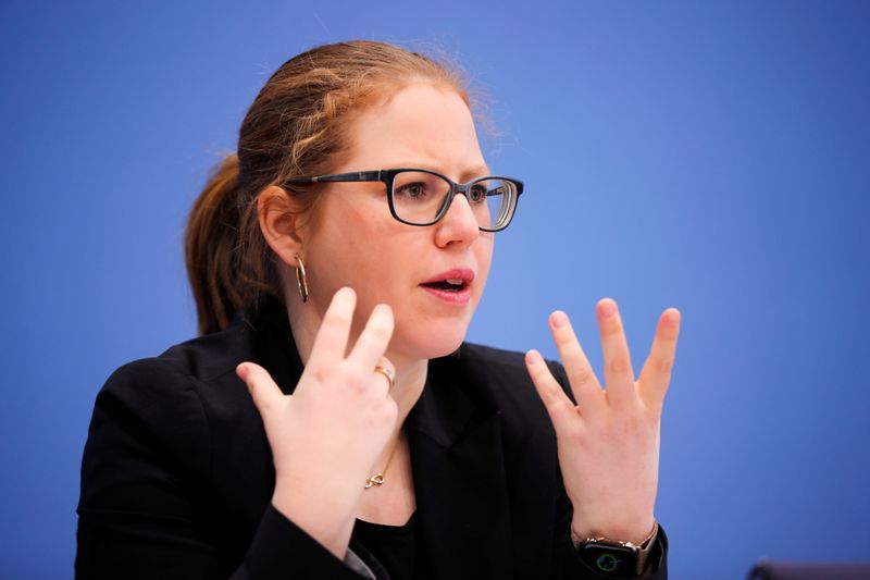 Katrin Helling-Plahr speaks during a news conference, in Berlin