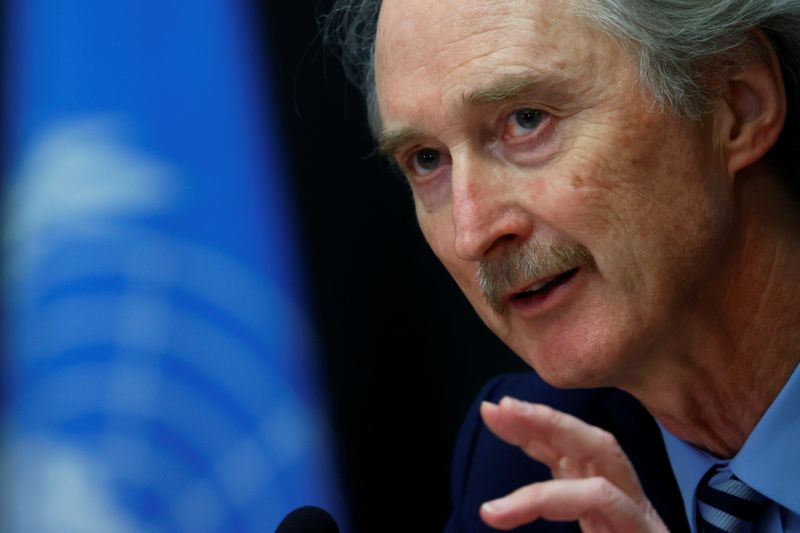 U.N. Special Envoy for Syria Geir Pedersen attends a news