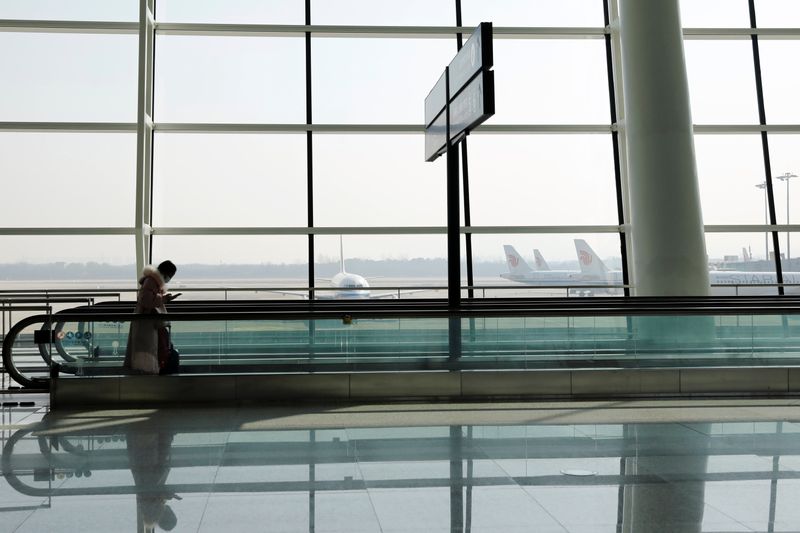 Traveller at Wuhan Tianhe International Airport