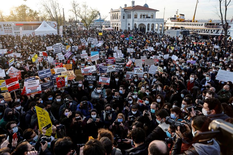 FILE PHOTO: Students of Bogazici University protest in Istanbul