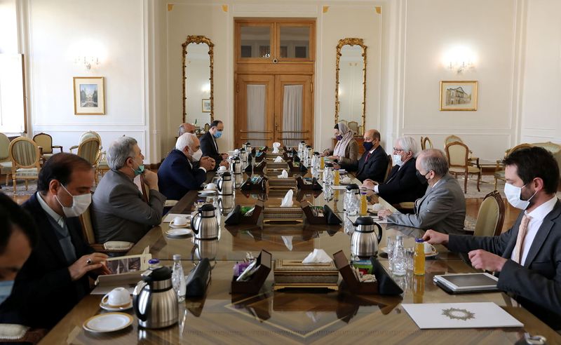 Iran’s Foreign Minister Mohammad Javad Zarif meets with Martin Griffiths,