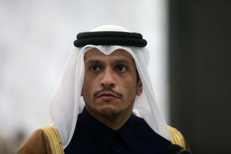 Qatari foreign minister Sheikh Mohammed bin Abdulrahman Al-Thani, is pictured