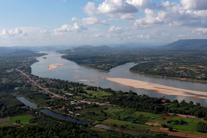 A view of the Mekong river bordering Thailand and Laos