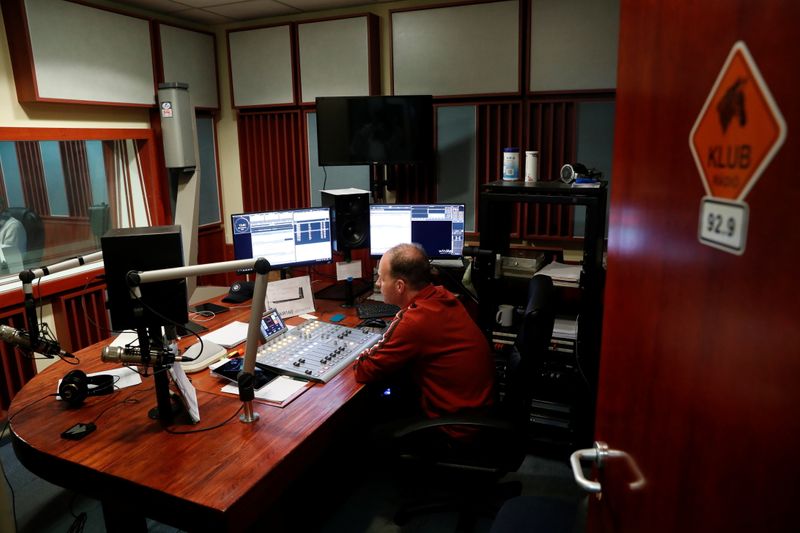 FILE PHOTO: An employee of the opposition radio-station Klubradio works