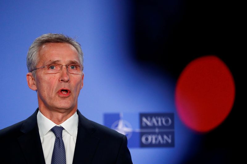FILE PHOTO: NATO Secretary General Jens Stoltenberg briefs media after