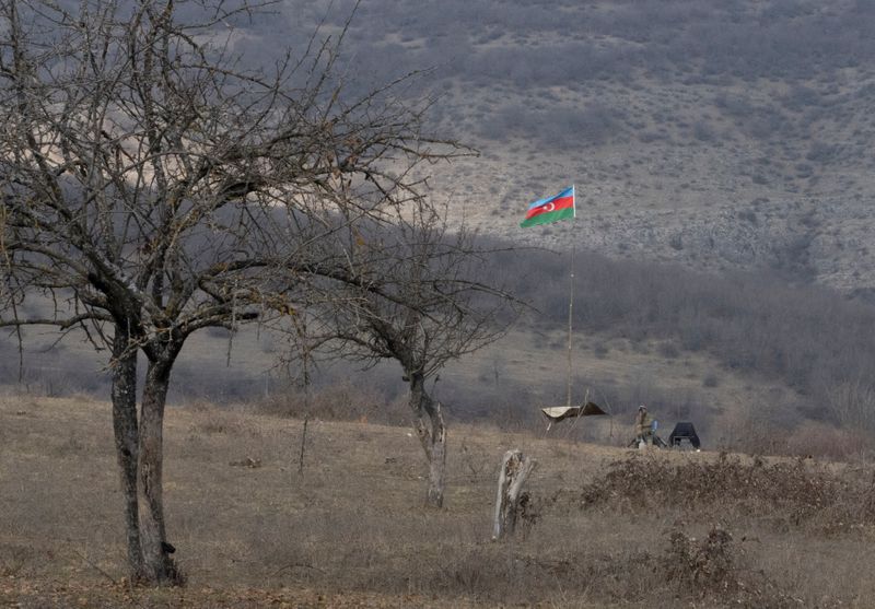 FILE PHOTO: An Azeri soldier is seen at fighting positions