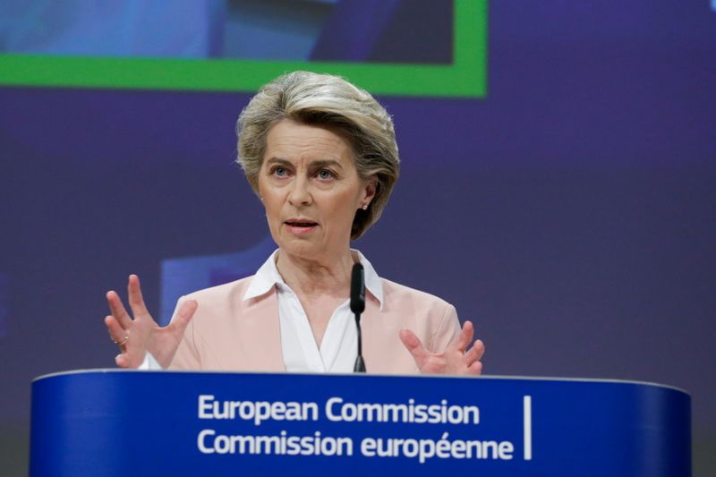 EU Commission head von der Leyen holds news conference on