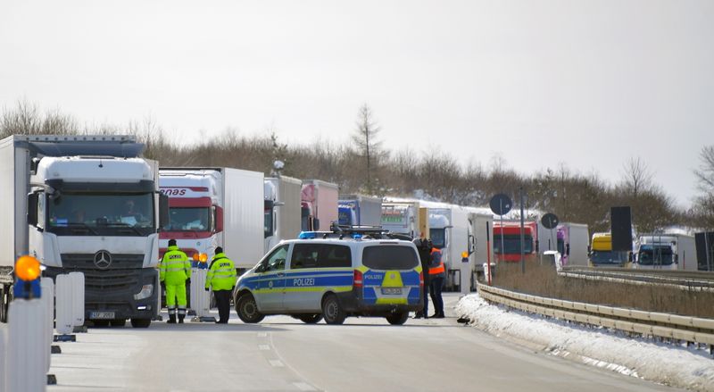FILE PHOTO: The German-Czech border crossing of Breitenau is closed