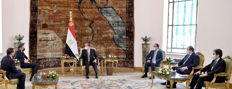 Egypt’s President Abdel Fattah al-Sisi speaks during his meeting with
