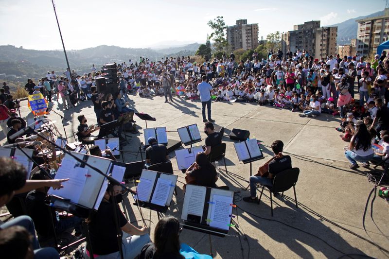 The Gran Mariscal of Ayacucho Symphony Orchestra performs during celebrations