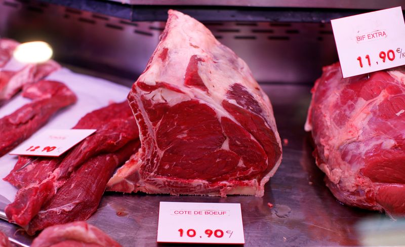 FILE PHOTO: Cuts of beef meat are displayed for sale