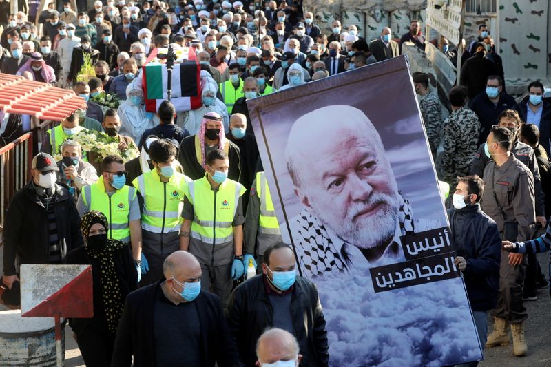 Funeral of former pro-Palestinian militant Anis Naccache, in Beirut suburbs