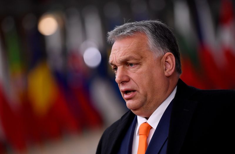 FILE PHOTO: Hungary’s Prime Minister Viktor Orban speaks on arrival