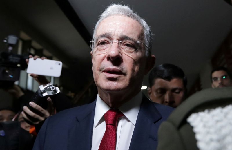 FILE PHOTO: Colombia’s former president Uribe testifies in private hearing