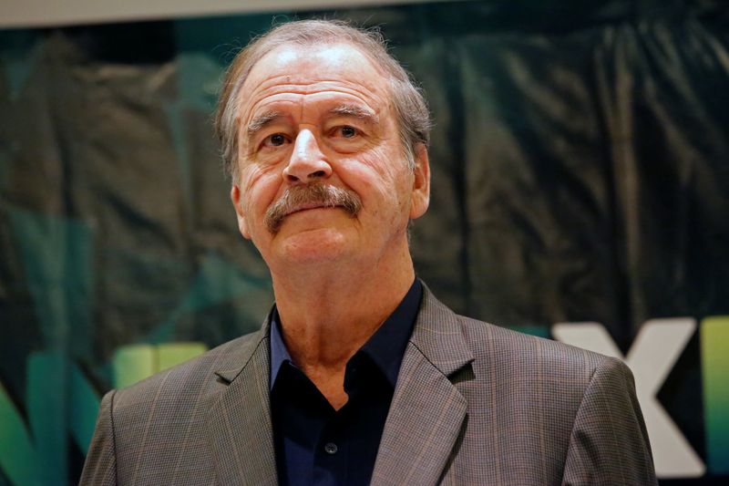 Former Mexican President Vicente Fox looks on during a news