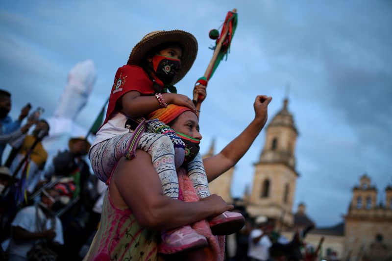 FILE PHOTO: Demonstration called by Colombian indigenous people in Bogota