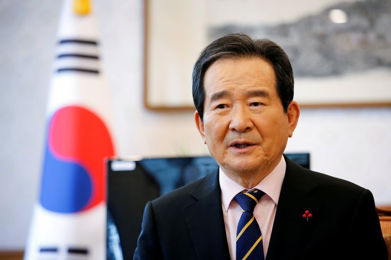 FILE PHOTO: South Korea’s Prime Minister Chung Sye-kyun speaks during