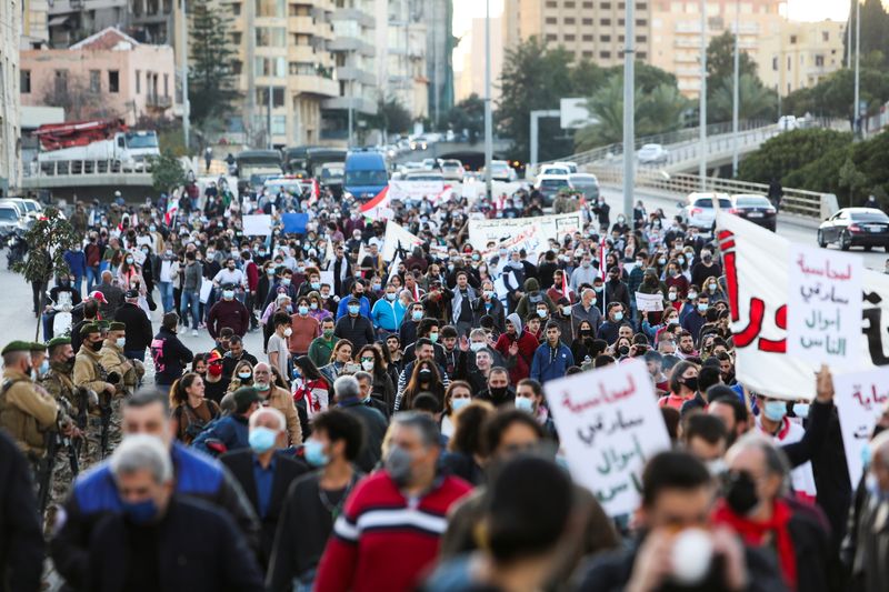 Protest against the fall in Lebanese pound currency and mounting
