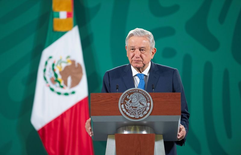 Mexican President Andres Manuel Lopez Obrador holds a news conference