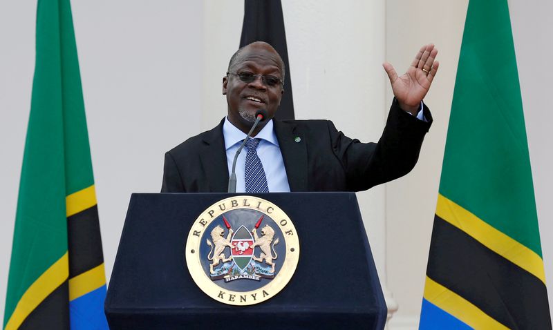 FILE PHOTO: Tanzania’s President Magufuli addresses a news conference during