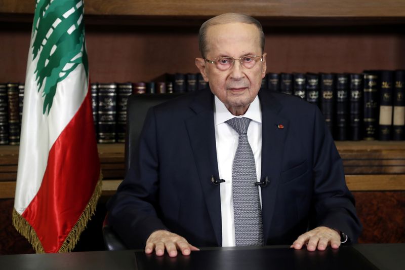 Lebanon’s President Michel Aoun is pictured at the presidential palace