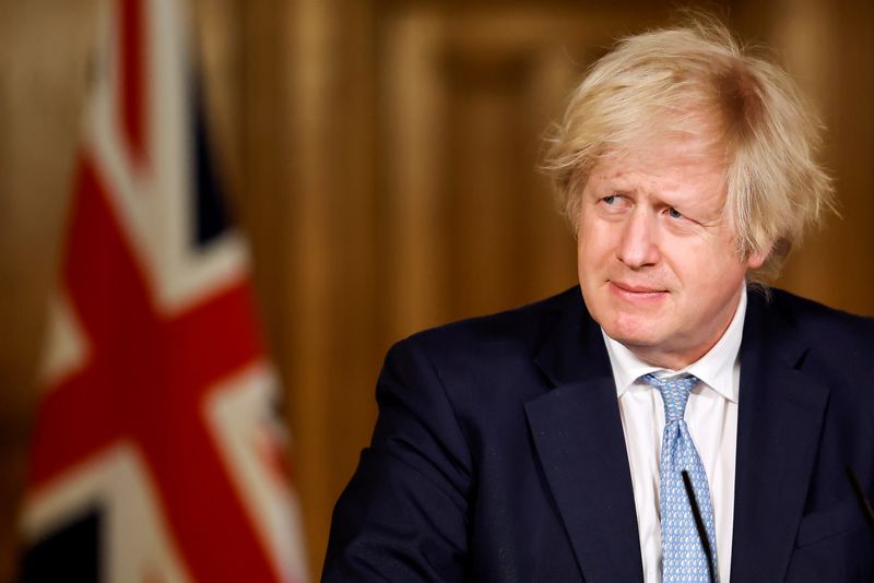 Britain’s Prime Minister Boris Johnson gives an update on the