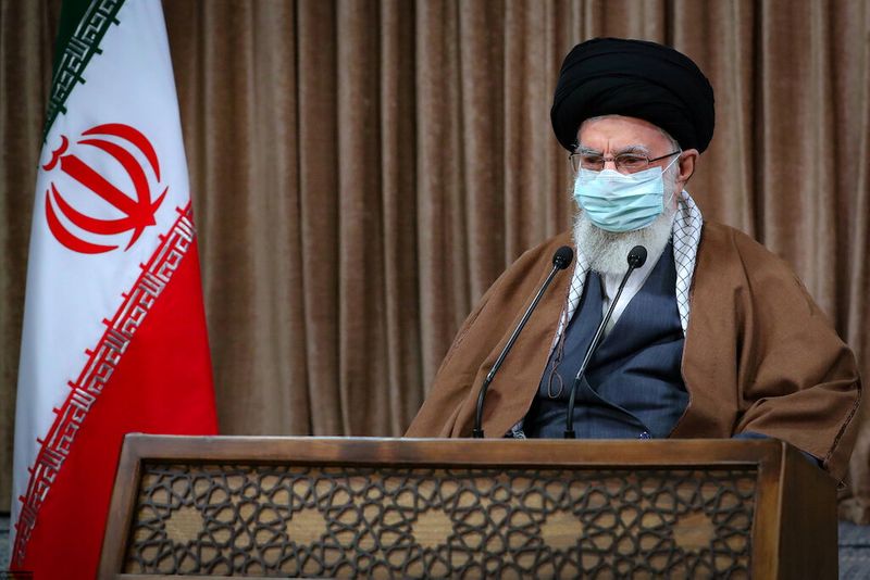 Iran’s Supreme Leader Ayatollah Ali Khamenei delivers a televised speech
