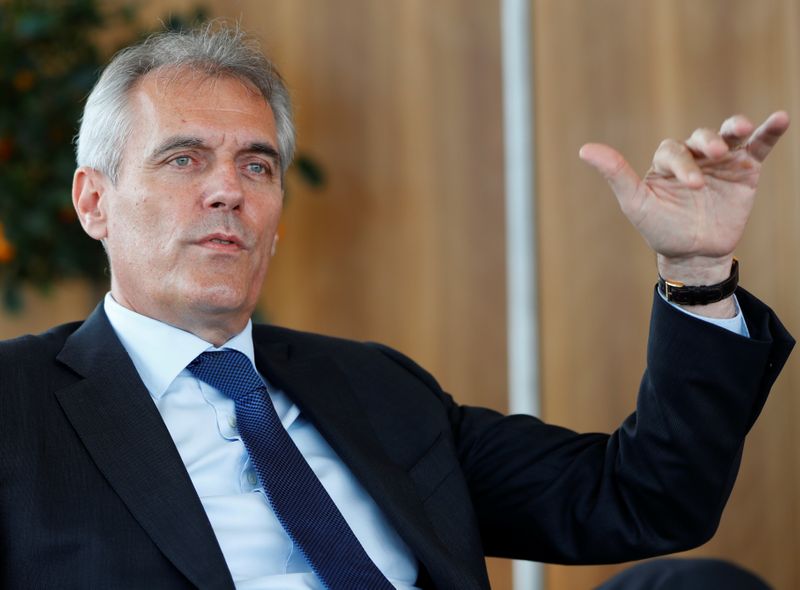 CEO of Austrian energy group OMV Seele gestures during an