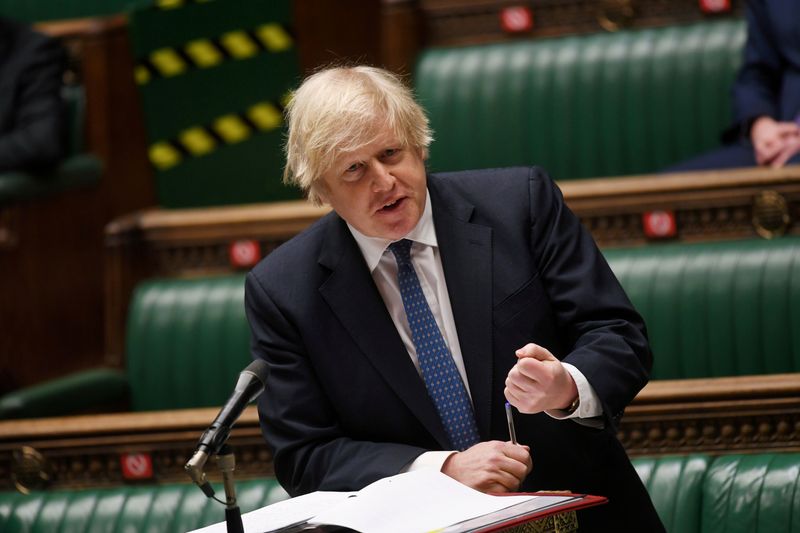 FILE PHOTO: British Prime Minister Boris Johnson speaks in the