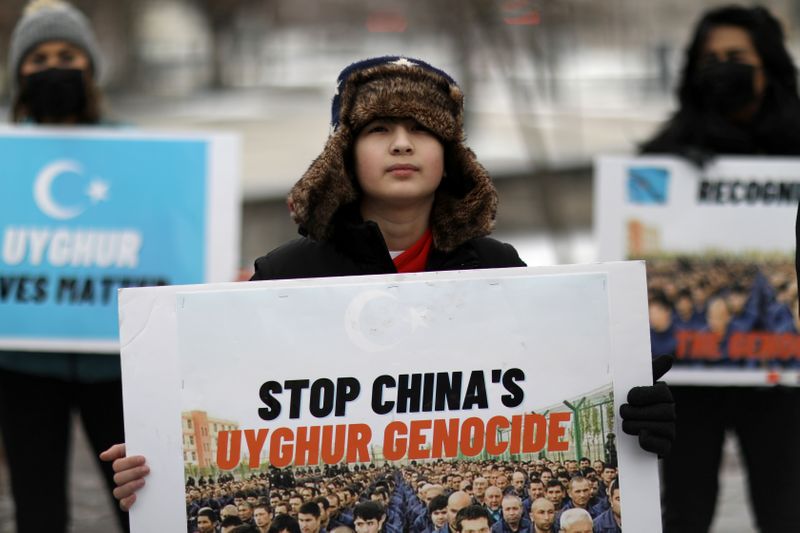 FILE PHOTO: Protest against China for Uighur and Muslim minorities