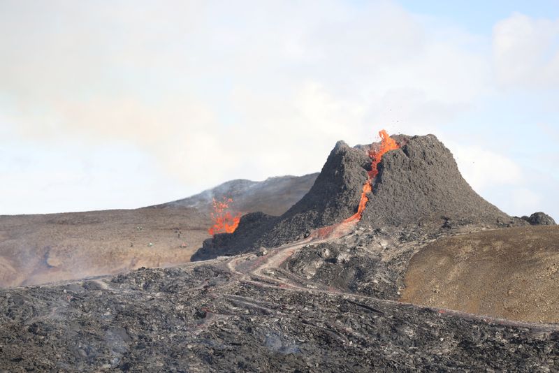 Volcanic site after eruption on Reykjanes Peninsula in Iceland