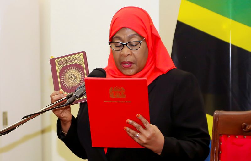 FILE PHOTO: Tanzania’s President Samia Suluhu Hassan takes oath of