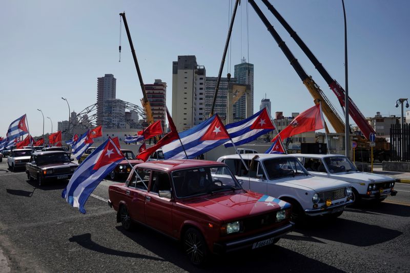 Protest against the trade embargo on Cuba by the U.S.