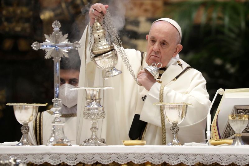 Pope Francis holds Chrism Mass on Holy Thursday at the