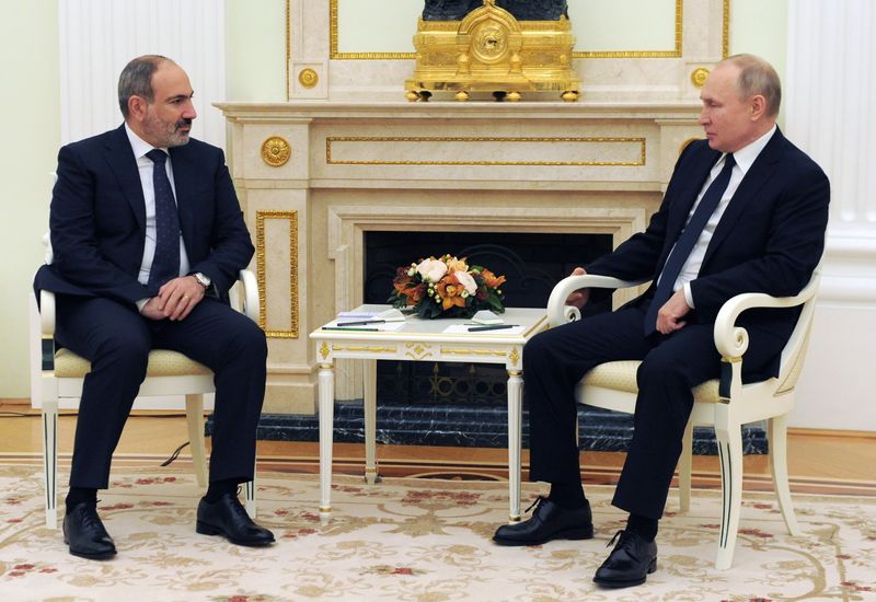 Russian President Putin attends a meeting with Armenian Prime Minister