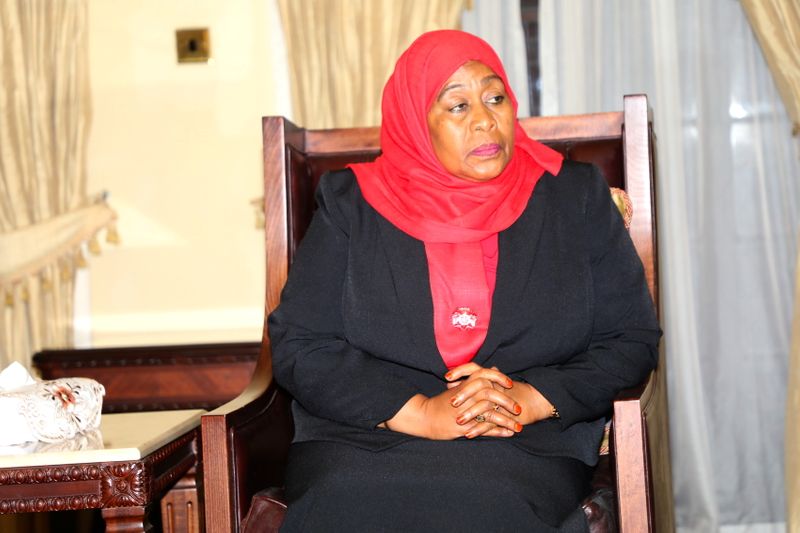 Tanzania’s new President Samia Suluhu Hassan is seen after taking