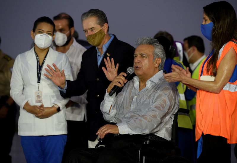 FILE PHOTO: Ecuador’s President Lenin Moreno addresses the media next