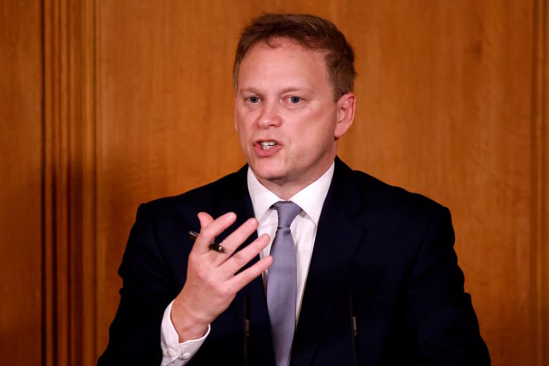FILE PHOTO: Britain’s Transport Secretary Grant Shapps speaks during a