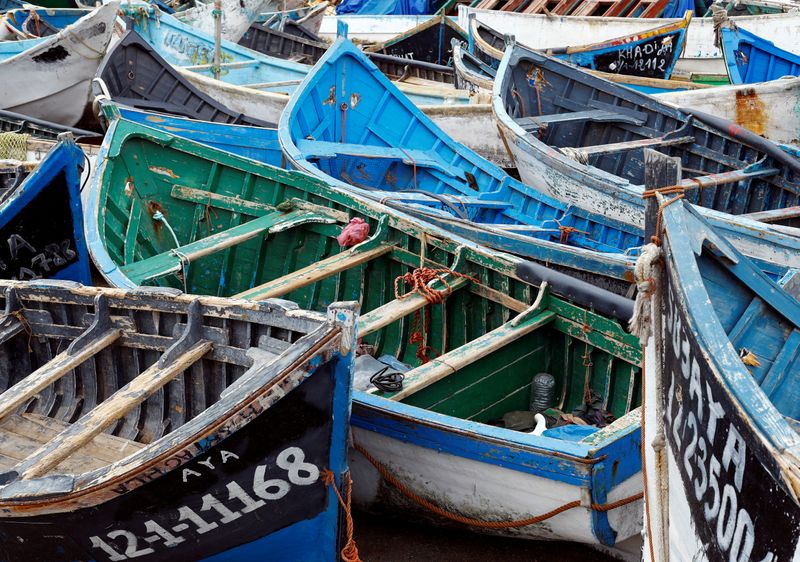 FILE PHOTO: Boats used by migrants to reach the Canary