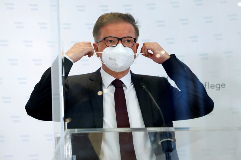 Austrian Health Minister Rudolf Anschober attends a news conference, in
