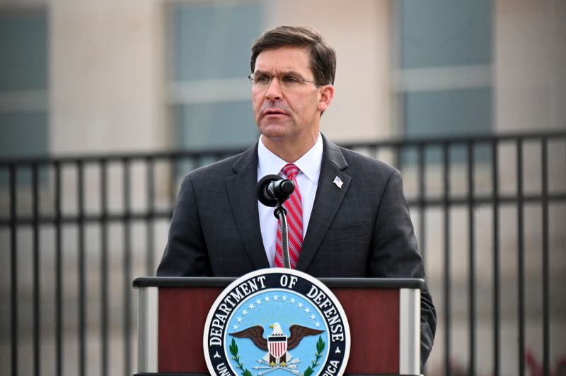 FILE PHOTO: U.S. Defense Secretary Mark Esper gives remarks during