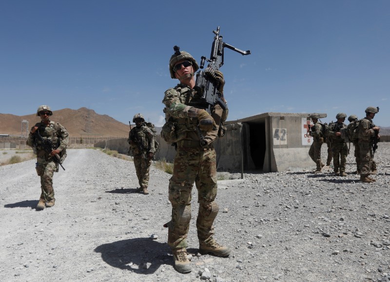 FILE PHOTO: U.S. troops patrol at an Afghan National Army