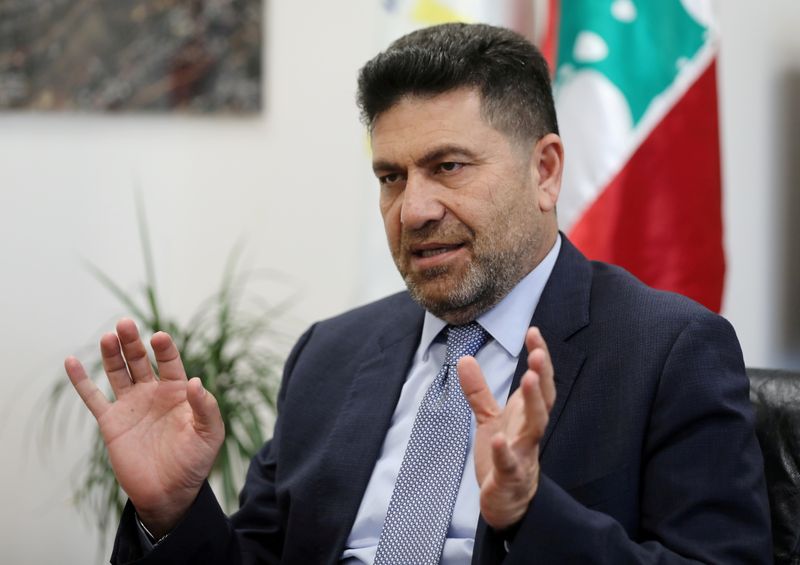 FILE PHOTO: Lebanese Energy Minister Raymond Ghajar speaks during an