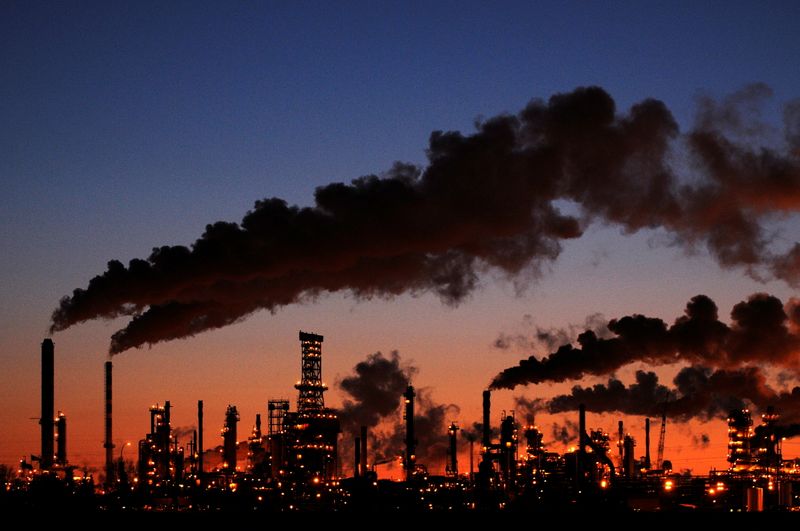 FILE PHOTO: Petro-Canada’s oil refinery glows at dusk in Edmonton