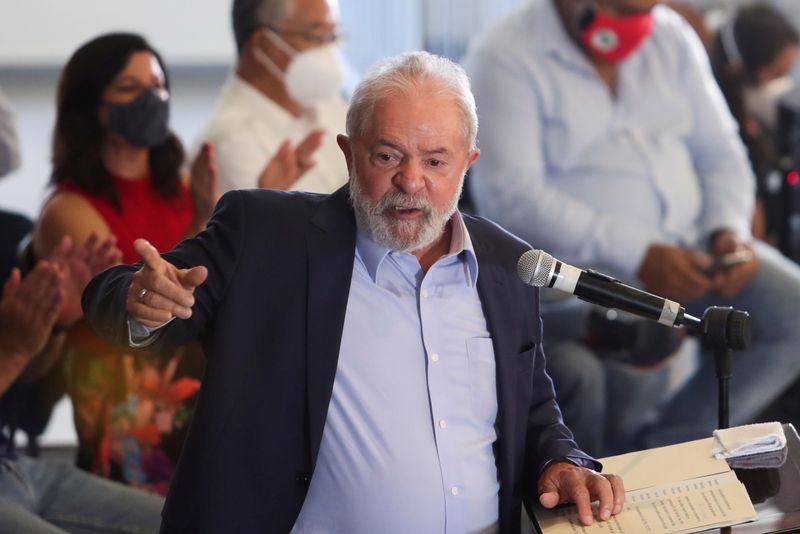 FILE PHOTO: Brazil’s former President Lula attends a news conference